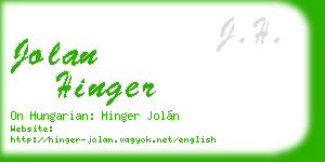 jolan hinger business card