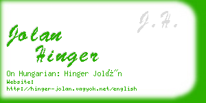 jolan hinger business card